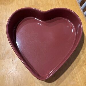 Ceramic pottery burgundy heart bowl